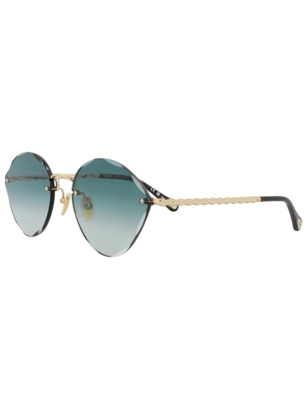 New Chloé Women's Sunglasses Cat Eye Metal Frame Gold Gold Green